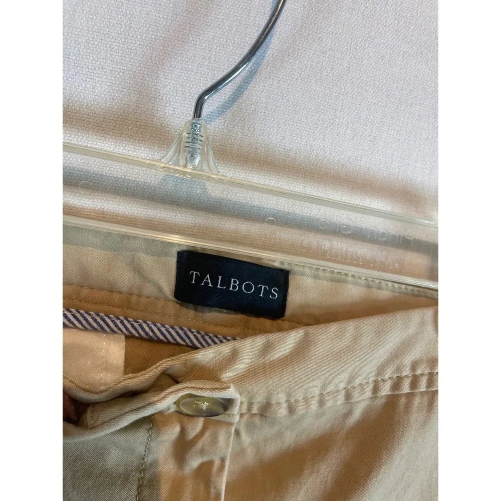 Talbots Womens 12 Relaxed Chino Pants Khaki‎ Tan Straight Leg Mid Rise Cotton